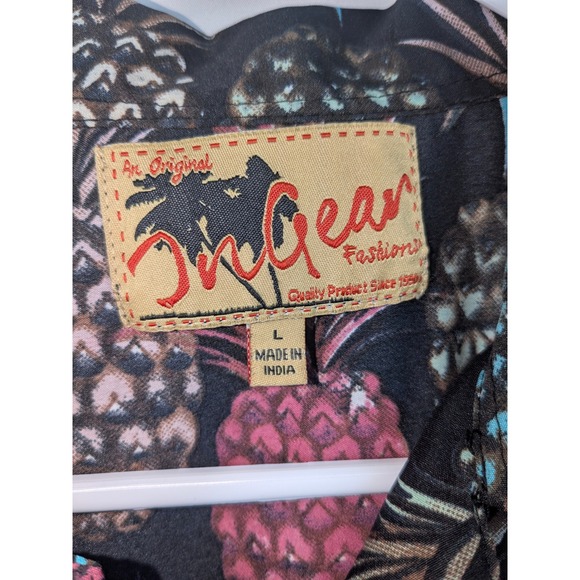 Ingear Fashions Mens Pineapple Print Button Down Shirt Black KOHS31 Large - Picture 4 of 8